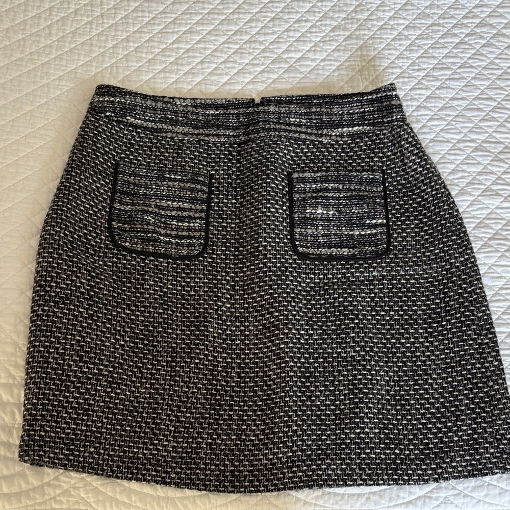 Loft Elegant Black and White Tweed Skirt, 12 Tall